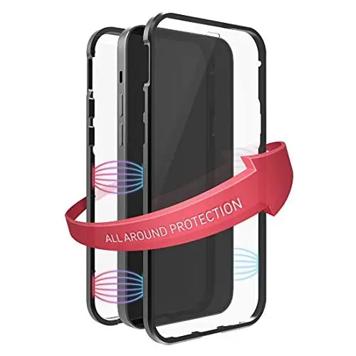 Produktbild: Black Rock - Hülle 360 Grad Glass Case Passend für Apple iPhone 13 Pro Max I Handyhülle, Magnet Verschluss, Durchsichtig, Cover (Transparent mit schwarzem Rahmen)