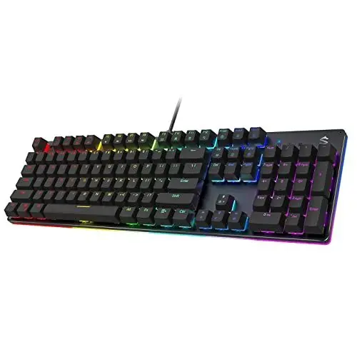 Produktbild: Black Shark Gaming Tastatur Mechanische, Beleuchtete Kabelgebunden Mit Leise Rote Schalter, Anti-Ghosting 105 Tasten, Deutsches-Layout Für PC Gamers, Windows, PS5, PS4