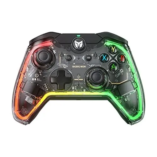 Produktbild: PC Controller, BIGBIG WON Rainbow Lite Kabelgebundene Gaming-Controller für PC RGB-Licht, Benutzerdefinierte Tasten, Makro, Turbo, Dual-Shock-Controller für Switch/Win10&11