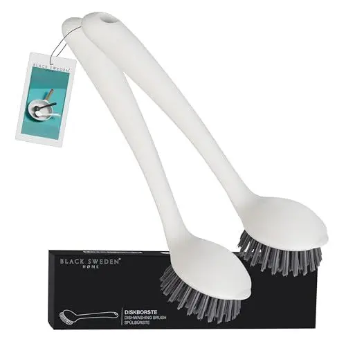 Produktbild: Black Sweden Home Spülbürste Weiss - Hochwertige Geschirrbürste, Abwaschbürste, Küchenbürste mit robusten Borsten - Langlebiges Spülbürsten Set 2 Stück