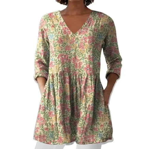 Produktbild: Black Week Angebote 2025 Leinenbluse Damen, Blusenshirt Langarm Sommer Leinen Shirt Sommerblusen Leicht Strand Tunika Luftig Boho Elegante Oberteile Tshirt Longshirt Blusen & Tuniken Für Damen