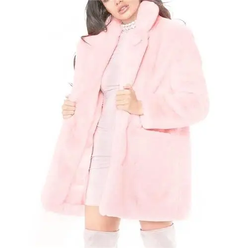 Produktbild: Black Week Angebote Kunstpelz Mantel Damen Langer Kunstmantel Für Damen Flauschige Kunstjacke Winter Frühling Modisch Thermisch Lose Übergroße Jacke Strickjacke Open Damen Mode Sale