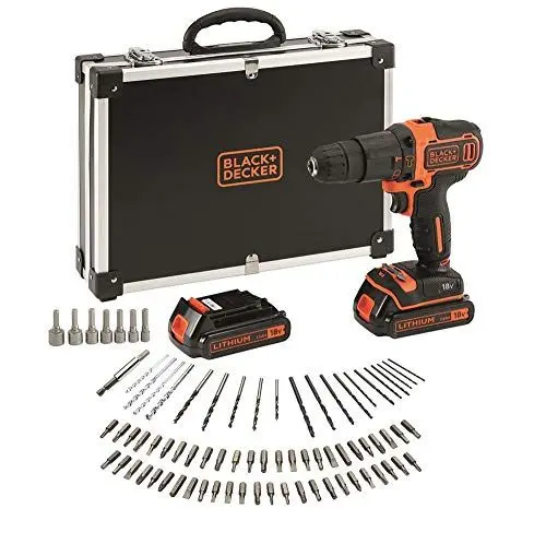 Produktbild: Black + Decker Black & Decker BDCHD18BAFC Akkubohrmaschine 80 tlg. Set, 1 W, 18 V