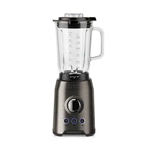 Produktbild: Black + Decker Standmixer, Puls-Funktion, Gefäß aus Kunststoff mit 1,5 l, 4-schneidige Edelstahlklingen, auseinandernehmbar und einfach zu reinigen 1.200 W