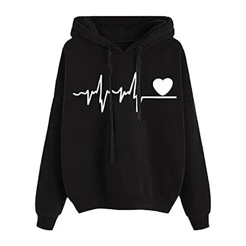 Produktbild: Black of Friday Damenmode Kuschelige Hoodies Damen Hoody Damen Mit Kapuze Lang Extra Lange Sweatjacke Damen Damen Pullover Elegant Schlafpulli Damen Oversize Damen Sale Marken Blitzangebote