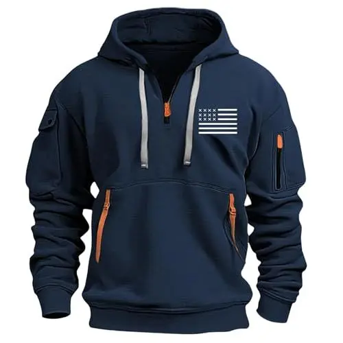 Produktbild: KONG JIMFAN Winterjacke Herren Pullover Herren Sweatshirt 2024 Winter Pullover Herren Warm Rollkragenpullover Langarmshirt Sweaters Komfortabel Top Casual Oberteile Hemden Herren(#D Navy,L)