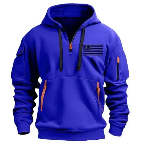 Produktbild: black friday angebote 2024 Pullover Herren Sweatshirt 2024 Winter Thermoshirt Rollkragenpullover Langarmshirts Sweaters Komfortabel Hoodie Casual Oberteile Halloween Pullover(#C Royal Blue,L)