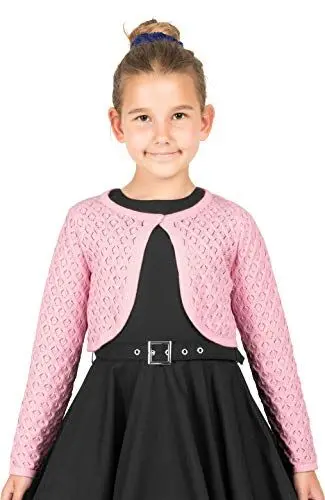 Produktbild: BlackButterfly Kinder Langarm Bolero Pointelle-Strickbolero für Mädchen (Rosa, 3-4 Jahre)