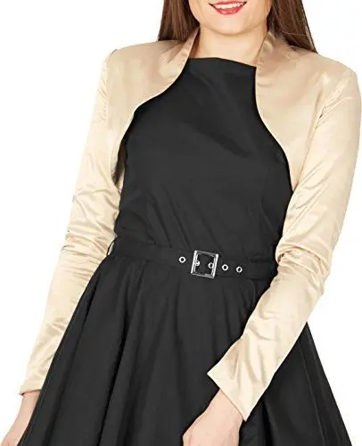 Produktbild: BlackButterfly formal Satin Langen Ärmel Bolero (Champagner, 4XL)