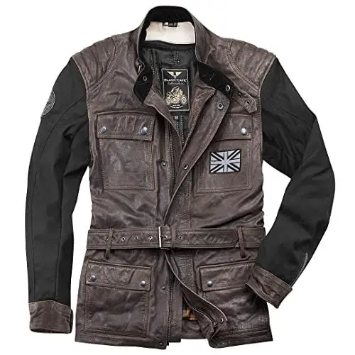 Produktbild: Black-Cafe London Retro Motorrad Lederjacke, schwarz/braun, 56