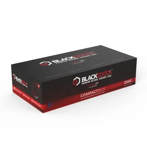 Produktbild: BLACKCOCO’s Shisha Kohle 20KG CUBES27+ Naturkohle Kokosnuss & BBQ - COMPACTBOX - Hochwertige Kokos Coal Briketts für Wasserpfeife & Grill - Shisha Würfel Kohlen & Grillkohle mit Langer Brenndauer