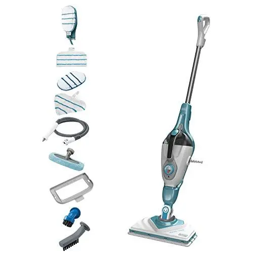Produktbild: BLACK+DECKER Dampfreiniger 1600W 2in1 Dampfbesen mit Handdampfgerät (für hygienische, gründliche Sauberkeit, für die Reinigung des gesamten Haushaltes, inkl. 11-tlg. Zubehör) BHSM166DSM-QS