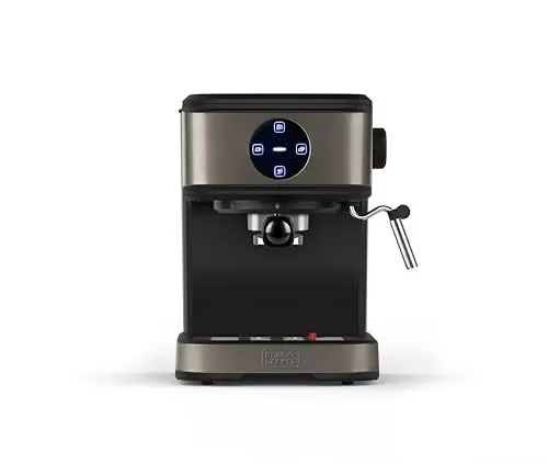 Produktbild: BLACK+DECKER BXCO850E - Espressomaschine, 20bar, 1 oder 2 Kaffees, Dampffunktion, Auto-Stopp, programmierbare Menge, Extra-Sahne-System, 1,5l, Anti-Fingerprint-Edelstahloberfläche, 850W