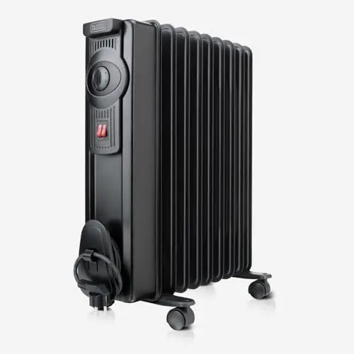 Produktbild: BLACK+DECKER BXRA1500E Ölradiator, 1500W, 2 Heizstufen, Ein-und Ausschalt-Schalter, 6 Stufen, robust, elegantes Desin, schwarz