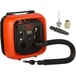 Produktbild: Black+Decker 11.0 Bar/12V-Kompressor/ Luftpumpe, 160PSI, für Reifen, Bälle, Rollstühle, Etc., mit 2 Betriebsarten und Abpump-Modus, ASI400, 12 V
