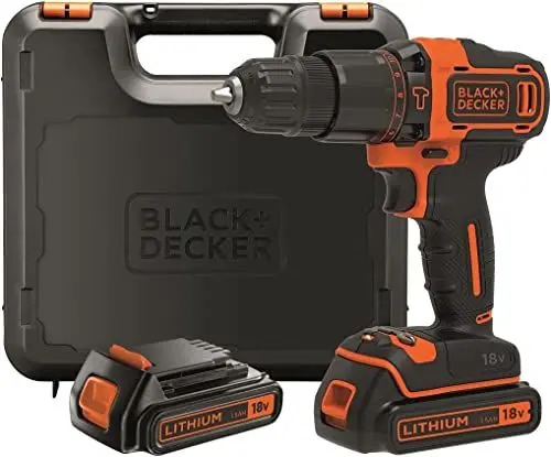 Produktbild: BLACK+DECKER Akku-Bohrhammer 18 V, 2x 1,5 Ah Akku, 400 mA Ladegerät, Kitbox, BDCHD18KB-QW