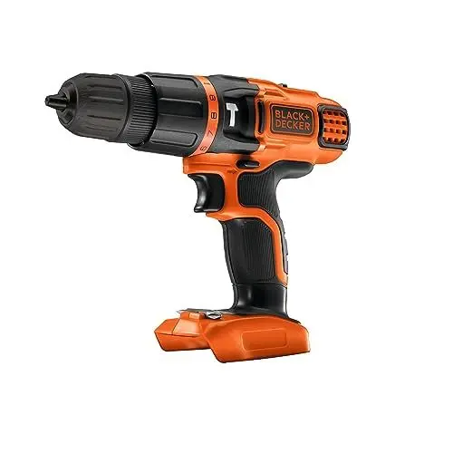 Produktbild: Black+Decker Akku-Schlagbohrschrauber BDCH188N (18V mit 2-Gang Getriebe, 10 mm Schnellspannbohrfutter, variable Drehmomentvorwahl, Doppelbit, Lieferung ohne Akku und Ladegerät)