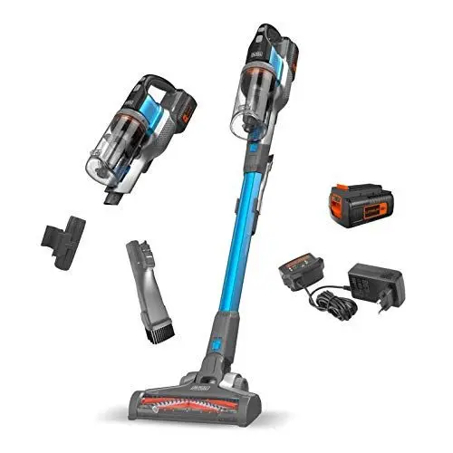 Produktbild: BLACK+DECKER 36Volt 4in1 Stielsager BDPSE3615 (1,5 Ah, beutelloser Boden-& Handstaubsauger mit Elektrobürste, kabellos, inkl. Fugendüste, Polsterbürste, Akku, Ladegerät & Wandhalterung)
