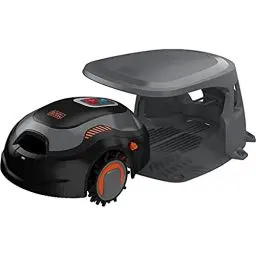 Produktbild: Black+Decker Mähroboter BCRMW123 (kompakter Akku-Rasenmäher für Rasenflächen bis 700m², 18 cm Schnittbreite, Schnitthöhe 15-60 mm, Steigungen bis 30%, mit Bluetooth-Steuerung via App, Diebstahlschutz)