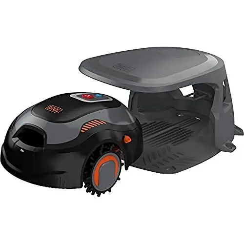 Produktbild: Black+Decker Mähroboter BCRMW123 (kompakter Akku-Rasenmäher für Rasenflächen bis 700m², 18 cm Schnittbreite, Schnitthöhe 15-60 mm, Steigungen bis 30%, mit Bluetooth-Steuerung via App, Diebstahlschutz)