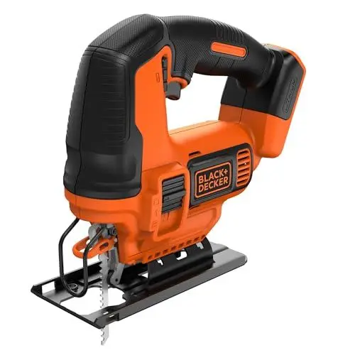 Produktbild: BLACK+DECKER Stichsäge Akku (18 V, 19 mm Hublänge, 55 mm Schnitttiefe, Sägeblasfunktion, Schutzbügel, Schalterelektronik, inklusive Holzsägeblatt, ohne Akku und Ladegerät) BDCJS18N