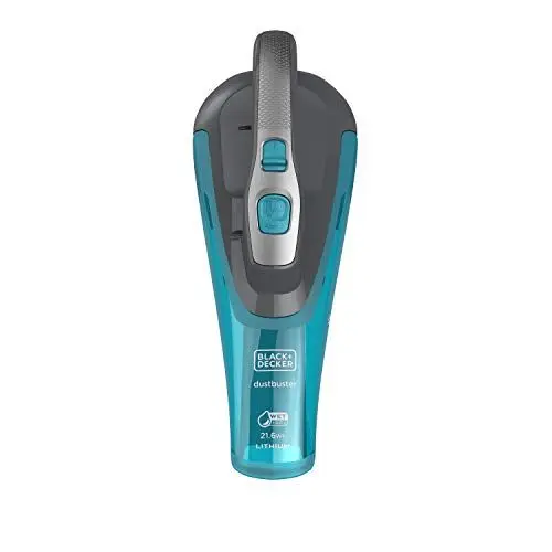 Produktbild: Black+Decker WDA320J-QW Akku Nass-Trocken-Sauger Dustbuster (10.8 V, 2.0Ah 2-in-1, beutellos, saugt Flüssigkeiten und Schmutzpartikel, abnehmbarer Schmutzfangbehälter, inkl. Wandhalterung), Schwarz, Türkis