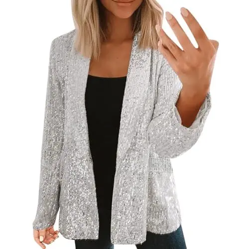 Produktbild: Black-Friday-Angebote Mein Bestellung Winterjacke Damen Warm Herbstjacke Glitzer, Party, Glänzendes, Oberbekleidung, Jacke Mit Canvas Schultertasche Damen Damenjacke Übergangsjacke Sale