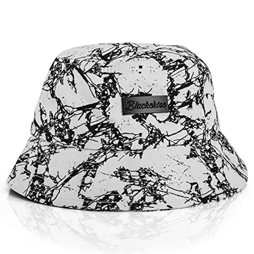 Produktbild: Blackskies® Fenrir Bucket Hat | Unisex Sonnenhut Fischerhut Anglerhut Herren Damen Schwarz Marmor