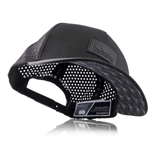 Produktbild: Blackskies® Pro All Sports Performance Cap | Wasserabweisende Unisex Premium Baseball Kappe| | geeignet für alle Sportarten Gym Joggen Surfen Strand Tennis Schwarz Herren Damen Cap – Basecap Männer