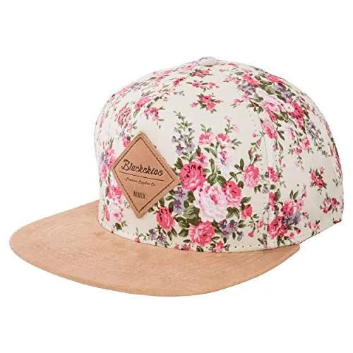 Produktbild: Blackskies® Sakura Snapback Cap Weiß Kirschblüten Frauen Damen Herren Unisex Baseball Mütze Blumen Floral