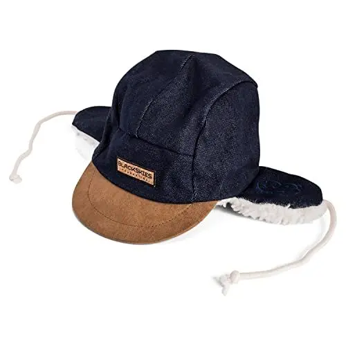 Produktbild: Blackskies Youngsters Kinder Cap Bärenpfote VIII | Kids Jungen Mädchen Winter Mütze Baseball Ohrenschützer Plüsch Fleece Denim Jeans Blau - S