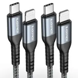 Produktbild: BLACKSYNCZE USB C auf Lightning Kabel (2Stück 2M), USB C Lightning Ladekabel MFi Zertifiziert Power Delivery Nylon iPhone Ladekabel für iPhone 13 Pro Max/13/12 Pro Max/12/11 Pro Max/11/XS/XR/8 Plus/8