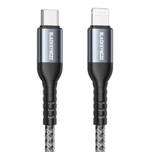 Produktbild: BLACKSYNCZE USB C auf Lightning Kabel, (MFi Zertifiziert) 1M USB C iPhone Ladekabel Power Delivery Nylon USB Typ C Lightning Ladekabel für iPhone 14 13 12 11 Pro Max 13 12 Mini XR XS X 8 Plus SE 2020