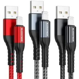 Produktbild: BLACKSYNCZE iPhone Ladekabel, Lightning Kabel (3Stück 2M, MFi Zertifiziert) iPhone Kabel Nylon Lightning auf USB Ladekabel für iPhone 14 13 12 11 Pro Max Mini XS XR X SE 2020 8 8 Plus 7 7 Plus 6s 6