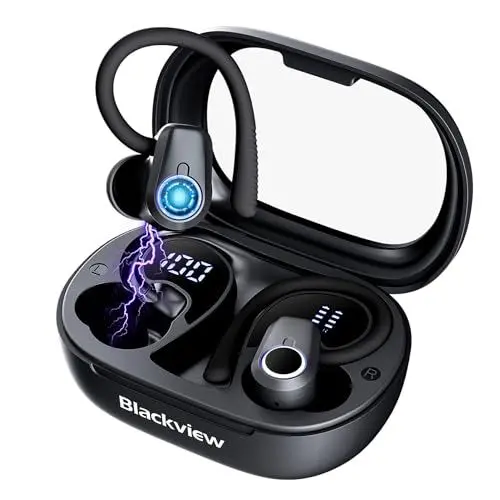 Produktbild: Blackview Bluetooth Kopfhörer Sport, Kopfhörer Kabellos Bluetooth 5.3 mit ENC, in Ear Kopfhörer mit Ohrhaken, Bluetooth kopfhörer 50 Std Spielzeit,Touch Sensoren,Dual LED-Anzeige, für iOS Android