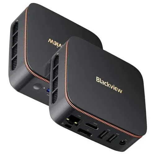 Produktbild: Blackview MP20 Mini PC Intel Twin Lake N150 W-11 Pro 3,6 GHz, 8GB RAM 256GB SSD M.2 Mini Desktop Computer 4K 60Hz Dual Display, WiFi 6+BT 5.2, HDMI/DP/USB 3.0/RJ45 Micro PC für Zuhause Büro Heimkino