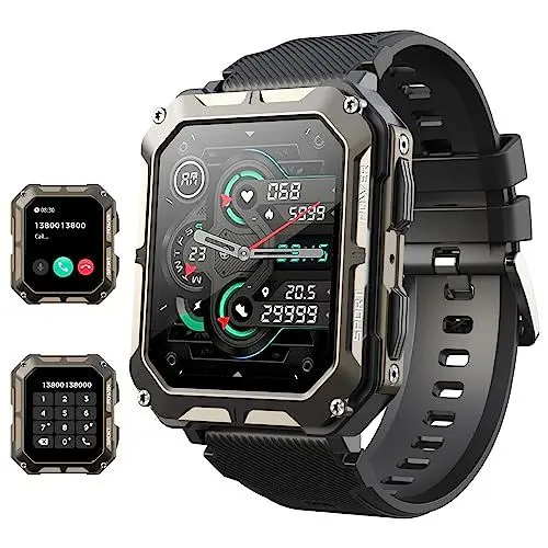 Produktbild: Blackview Smartwatch Herren, Fitnessuhr mit Bluetooth Anruf Sprachassistent, 1,83'' HD-Touchscreen, IP68 Wasserdicht, Sportuhr, 123 Sportmodi, Pulsmesser, Schlafmonitor, Schrittzähler, für iOS/Android