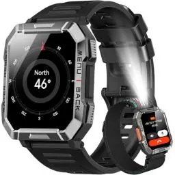 Produktbild: Blackview Smartwatch Herren, Fitnessuhr mit Telefonfunktion, Anrufe tätigen/empfangen, Kompass, IP68 Wasserdicht, Sportuhr mit 100+ Sportmodi, Puls-Schlaf-Monitor, Schrittzähler, Uhr für Android iOS