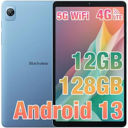 Produktbild: Blackview Tab60 Tablet 8,68 Zoll Android 13 Tablet 4G LTE 5G WiFi 12GB RAM 128GB ROM(1TB TF) 6050mAh, 5MP+8MP, Telefonanruf Funktionalität Tragbares Tablet PC Google GMS, Widevine L1