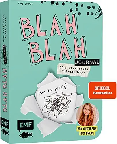 Produktbild: Blah Blah Journal – Dein verrücktes Mitmach-Buch – Mal es fertig! Von YouTuberin Foxy Draws: Sei kreativ mit Schere, Kleber, Pinsel und Stiften
