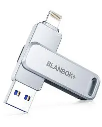 Produktbild: BLANBOK+ Apple MFi-zertifizierter USB Stick 256G für iPhone, Externer iPhone Stick Speicherstick USB External Memory Stick für iPhone Photostick Lightning Backup für iPhone/iPad/Android/PC