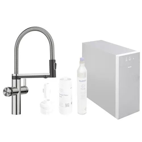 Produktbild: BLANCO CHOICE Icona | Küchenarmatur aus massiv Edelstahl | Multifunktionale all-in-one Armatur | Gekühltes Wasser in still, medium, sprudel & kochend heiß | Inkl. App zum Individualisieren
