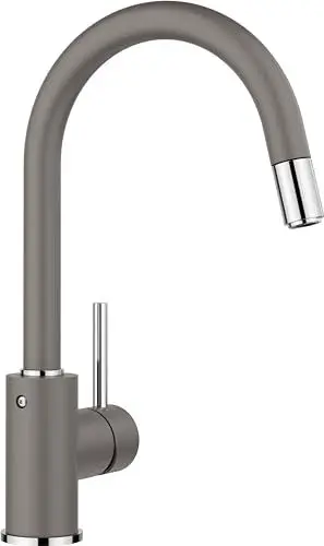 Produktbild: BLANCO MIDA-S | Küchenarmatur in vulkangrau | Hochdruck | Mit herausziehbarem Schlauch | Rückflussverhinderer | Keramik Kartusche | Gesicherte Wasserqualität & wassersparend