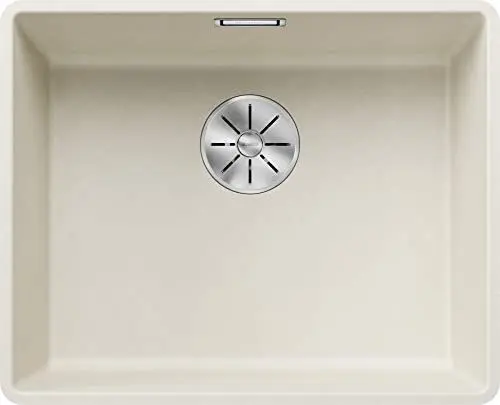 Produktbild: BLANCO SUBLINE 500-F | Granitspüle aus SILGRANIT softweiß | Einbauart: Flächenbündig | für 60 cm breite Unterschränke | Großes Beckenvolumen für optimale Nutzung | Reinigungsfreundliche Öberfläche
