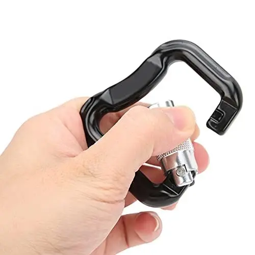 Produktbild: Blanketswarm 20KN Hochleistungs-Kletterkarabiner, D-förmiger Karabiner mit Schraubverschluss, Karabinerhaken für Outdoor-Wandern, Klettern, Bergsteigen, Luftarbeiten(Schwarz)