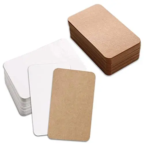 Produktbild: Blanko Papier Karten 200 Stk Karteikarten Lernkarten Leren Visitenkarten Papier Kraftpapier Karten Blanko für Mitteilungs 4,8 x 8,8 Zoll