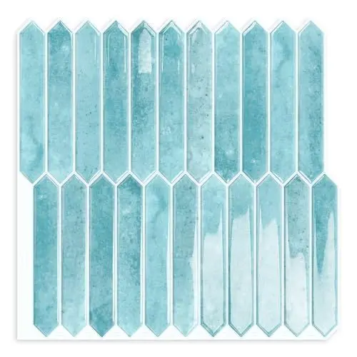 Produktbild: Blau lange Sechseckfliese Abziehen und Aufkleben Spritzschutz,10 Blätter Wandfliesen Selbstklebende Fliesen für Küche, Bad,Kamin, RV(30.5×30.5cm)
