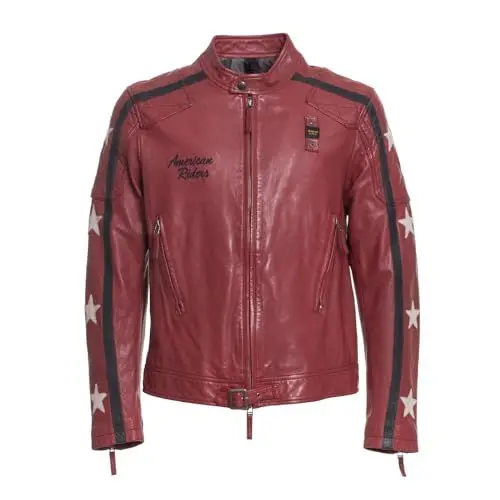 Produktbild: Blauer USA Lederjacke, Bikerjacken-Design, Bordeaux, XXL