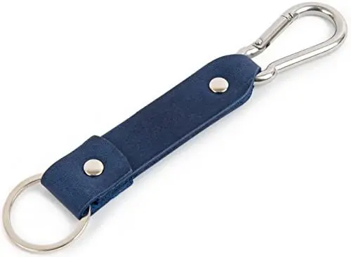 Produktbild: Blaues Leder Karabiner Schlüsselanhänger Ringhalter Klammer Schlüssel Karabiner-haken Geschenk Schlüsselband Anhänger