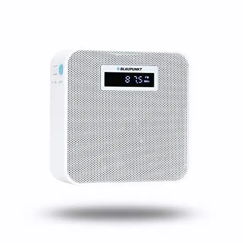 Produktbild: BLAUPUNKT PRB 100, UKW Steckdosenradio mit Bluetooth, Freisprecheinrichtung, 10 Stunden Akku Laufzeit, Powerbank, kleines Plug In Radio, USB Ladestecker, AUX IN, UKW Radio für die Steckdose, weiß